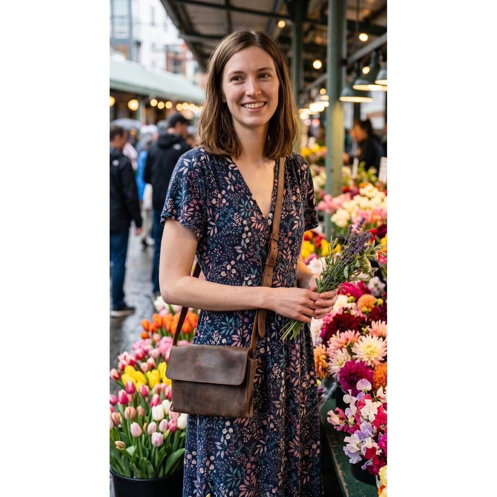 LL Bean Navy Blue Floral Surplice Empire Waist Dress S Cottagecore Boho Softcore